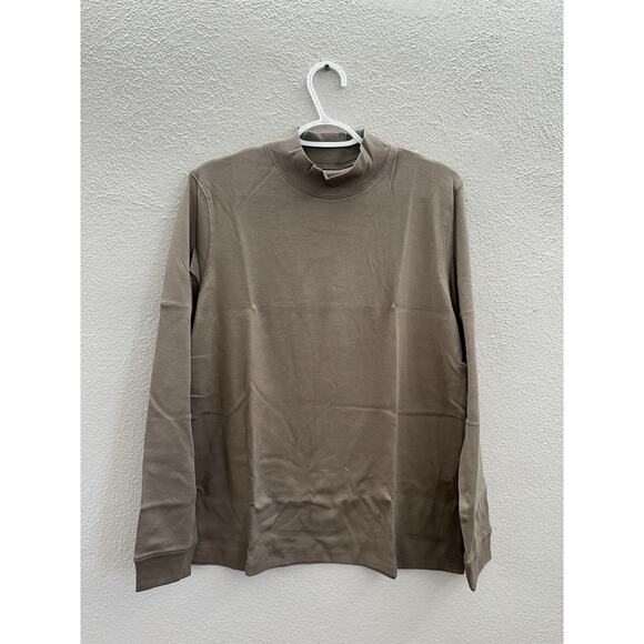 The Tog Shop Tops - The Tog Shop Womens Shirt Size Large Brown Long Sleeve Mock Neck Cotton